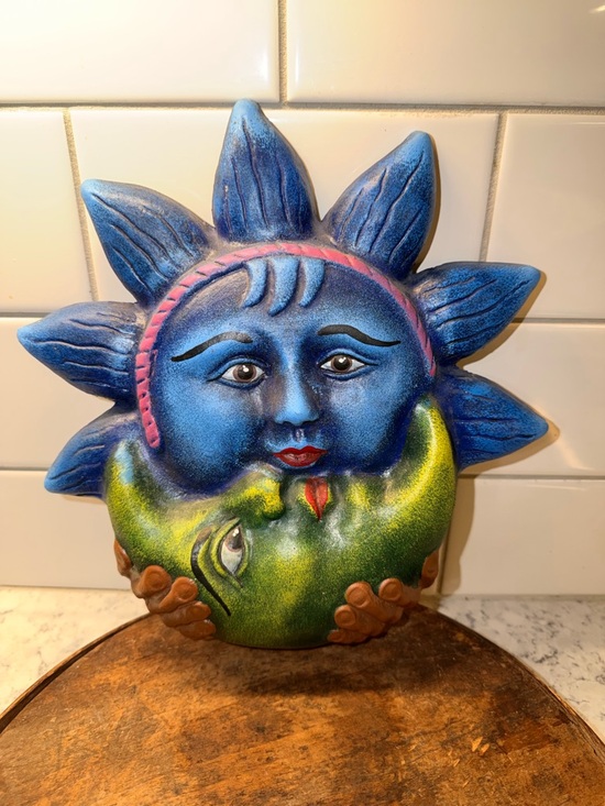 Other - Blue Sun and Green Moon Ceramic Wall Art - Decorative Home Accent